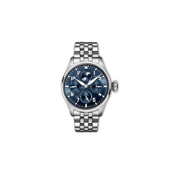 Image of IWC Pilot's Watch Chronograph with blue dial, stainless steel case and bracelete