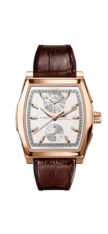 Image showing the IWC 89630 calibre watch with white dial and brown leather strap