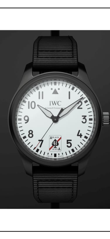 The Pilot's Watch Automatic 41 Black Aces by side, the left watch dial is displayed it's greenish glow in the dark funtionality