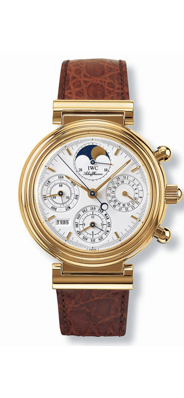 Image showing IW392101 Da Vinci Perpetual Calendar Chronograph with white dial and brown leather strap