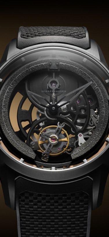 Watch mechanism of the IWC Big Pilot’s Watch Shock Absorber Tourbillon Skeleton XPL.
