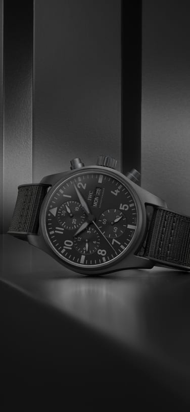 IW388106 PILOT’S WATCH CHRONOGRAPH 41 TOP GUN CERATANIUM® Ceratanium® case, Black dial, Black rubber strap with textile inlay