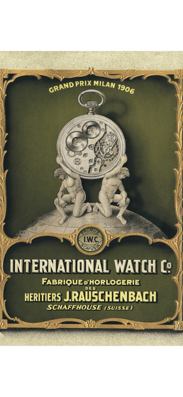A poster of the 1906 Grand Prix Milan, with IWC heading