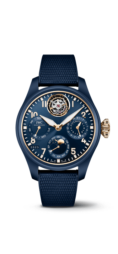 The Big Pilot’s Watch Perpetual Calendar Tourbillon Le Petit Prince with blue ceramic case, blue dial and blue rubber strap