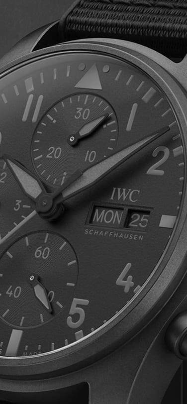 Close up of Pilot’s Watch Chronograph 41 top gun ceratanium® iw388106