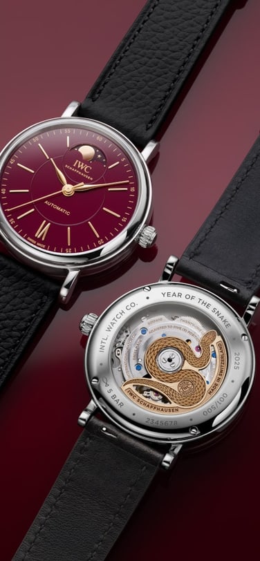 IW459604 Portofino Automatic Moon Phase 37 Year of the Snake with Red dial, stainless steel case and Black calfskin strap