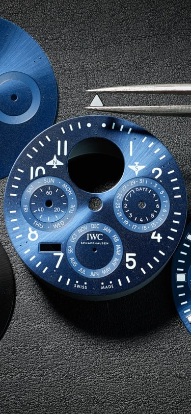 Image showing mechanical elements of Pilot's Watch Perpetual Calendar dial in blue