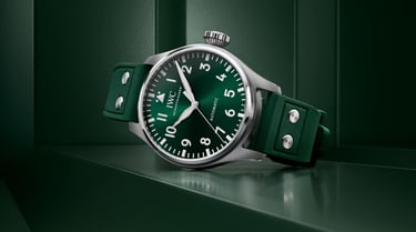 IWC Green Editions watch with a green dial and green rubber strap.